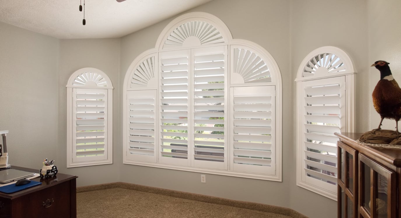 Plantation shutters on high windows